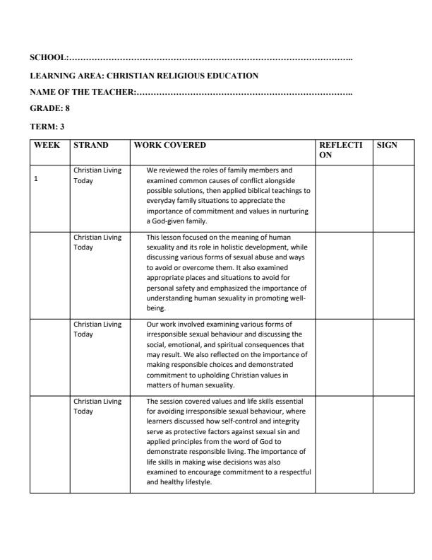 Page 1 – Grade 8 CRE Records of Work Term 3 - Distinction – Kenyaplex