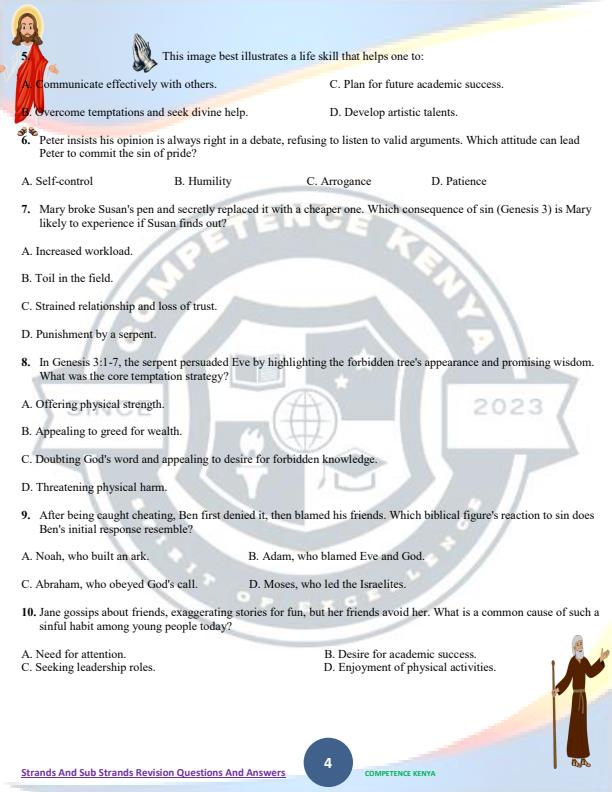 Page 4 – Grade 8 CRE Revision Booklet: Topical Questions and Answers – Kenyaplex