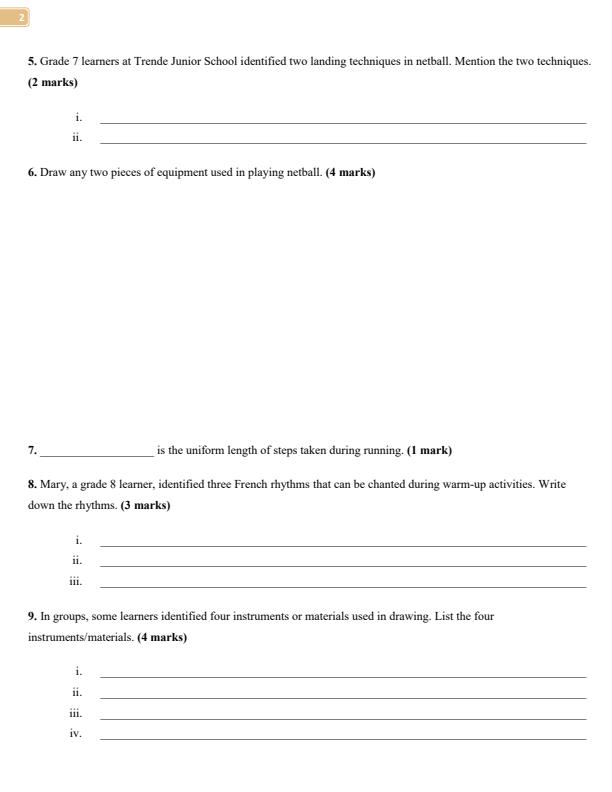 Page 2 – Grade 8 Creative Arts and Sports April 2026 Holiday Assignment – Kenyaplex