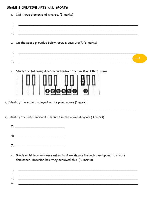 Page 1 – Grade 8 Creative Arts and Sports August 2026 Holiday Assignment – Kenyaplex