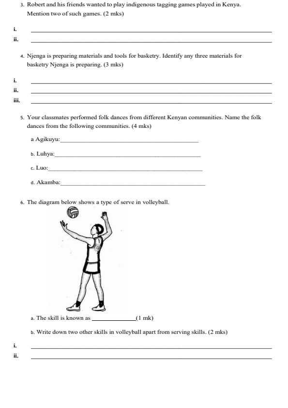Page 2 – Grade 8 Creative Arts and Sports December 2026 Holiday Assignment – Kenyaplex