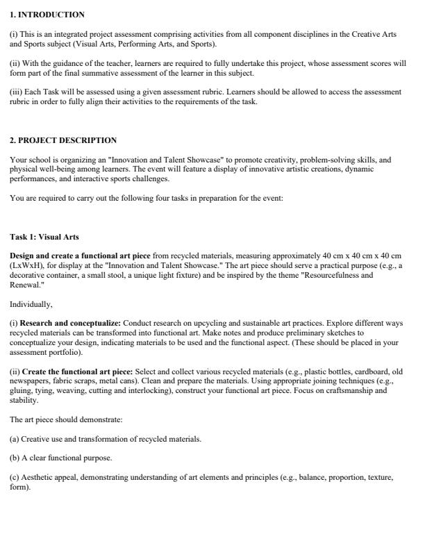 Page 2 – Grade 8 Creative Arts and Sports Paper 1 August 2025 Holiday Assignment – Kenyaplex