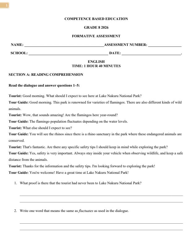 Page 1 – Grade 8 English April 2026 Holiday Assignemnt – Kenyaplex