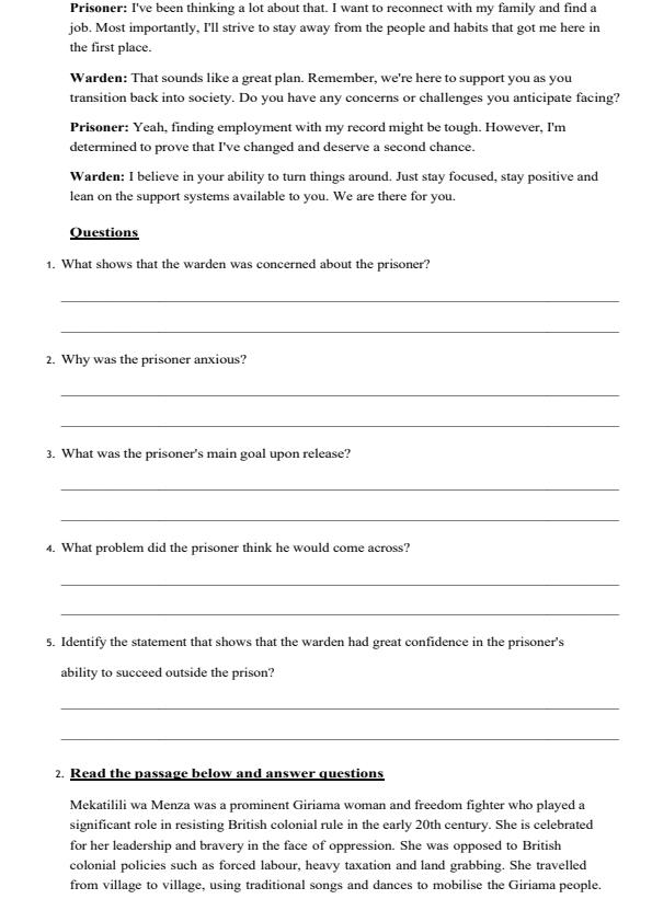 Page 2 – Grade 8 English December 2026 Holiday Assignment – Kenyaplex