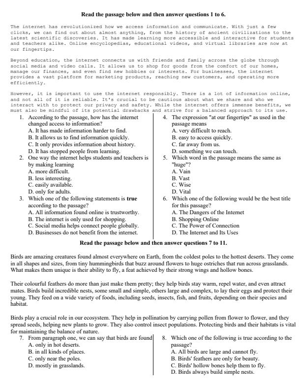 Page 2 – Grade 8 English Paper 1 August 2025 Holiday Assignment – Kenyaplex