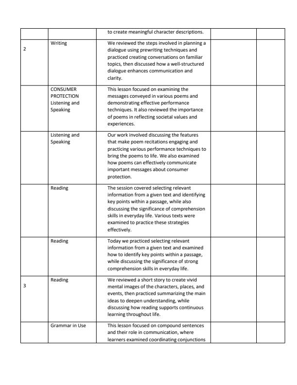 Page 2 – Grade 8 English Records of Work Term 3 - Moran – Kenyaplex