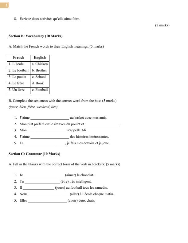 Page 2 – Grade 8 French April 2026 Holiday Assignment – Kenyaplex