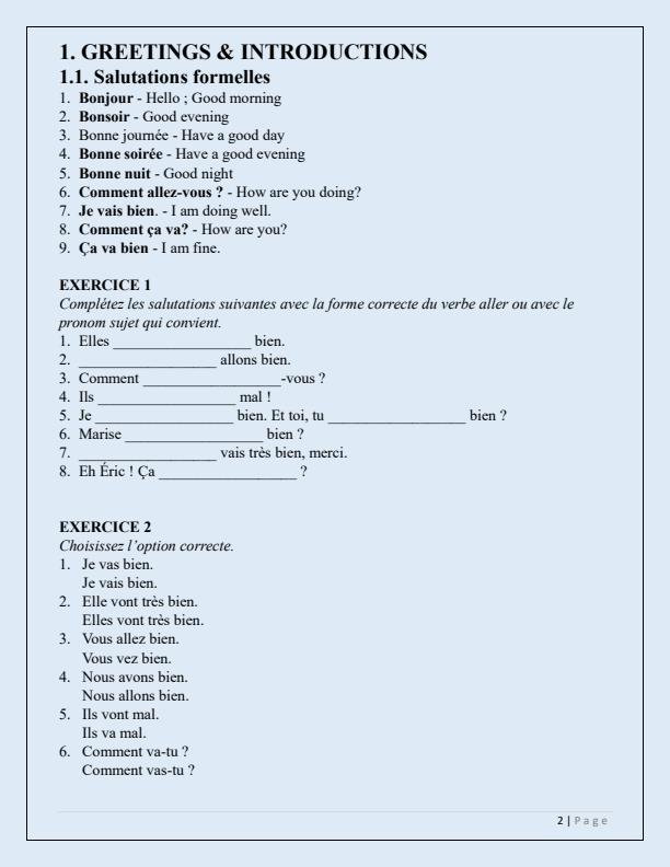 Page 2 – Grade 8 French Notes – Kenyaplex