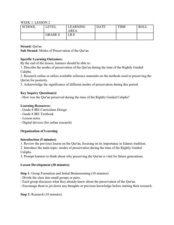 Page 3 – Grade 8 IRE Lesson Plans Term 1 – Kenyaplex