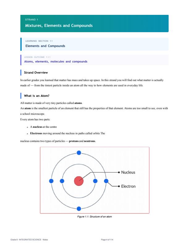 Page 1 – Grade 8 Integrated Science Complete Notes Term 1, Term 2, Term 3 (Updated) – Kenyaplex