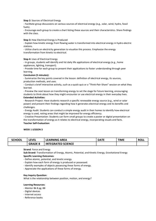 Page 3 – Grade 8 Integrated Science Lesson Plans Term 3 - Mentor – Kenyaplex
