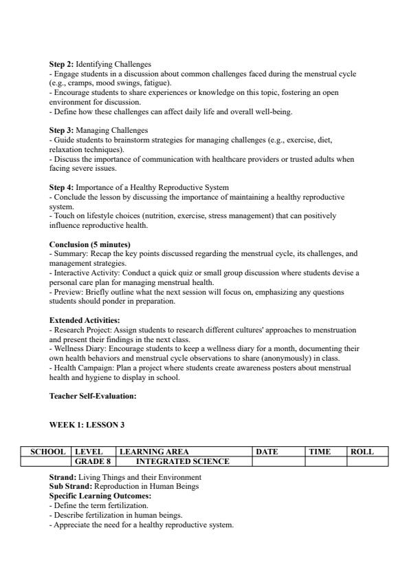 Page 3 – Grade 8 Integrated Science Lesson Plans Term 3 - Moran – Kenyaplex
