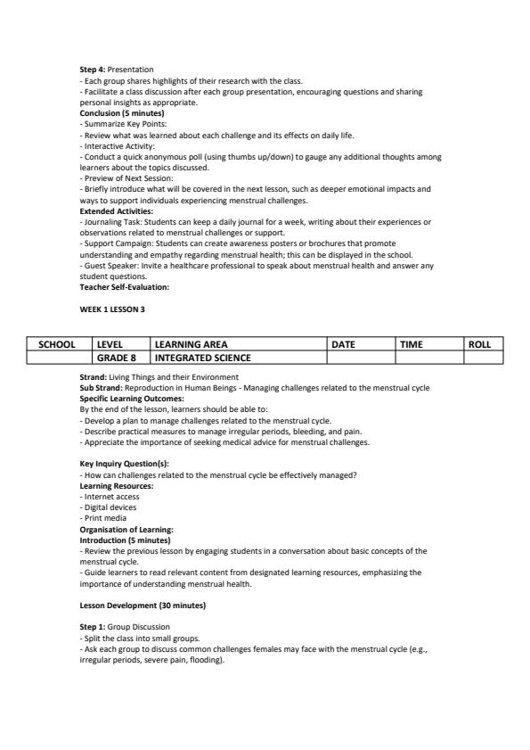 Page 3 – Grade 8 Integrated Science Lesson Plans Term 3  – Kenyaplex