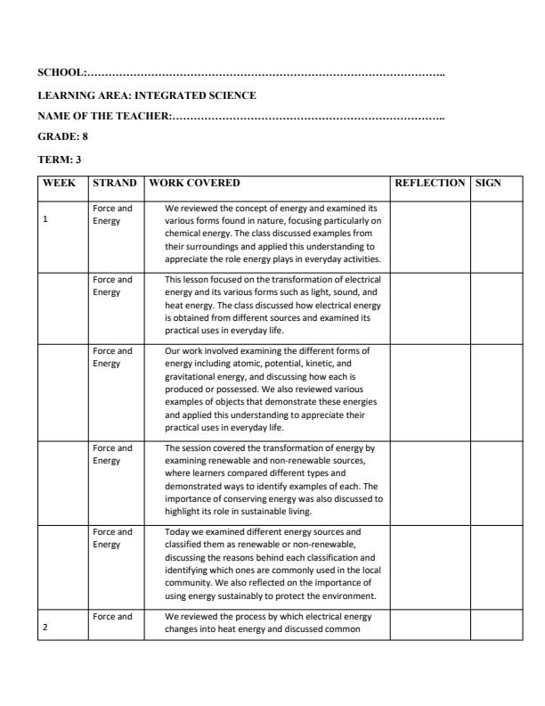 Page 1 – Grade 8 Integrated Science Records of Work Term 3 - Mentor – Kenyaplex