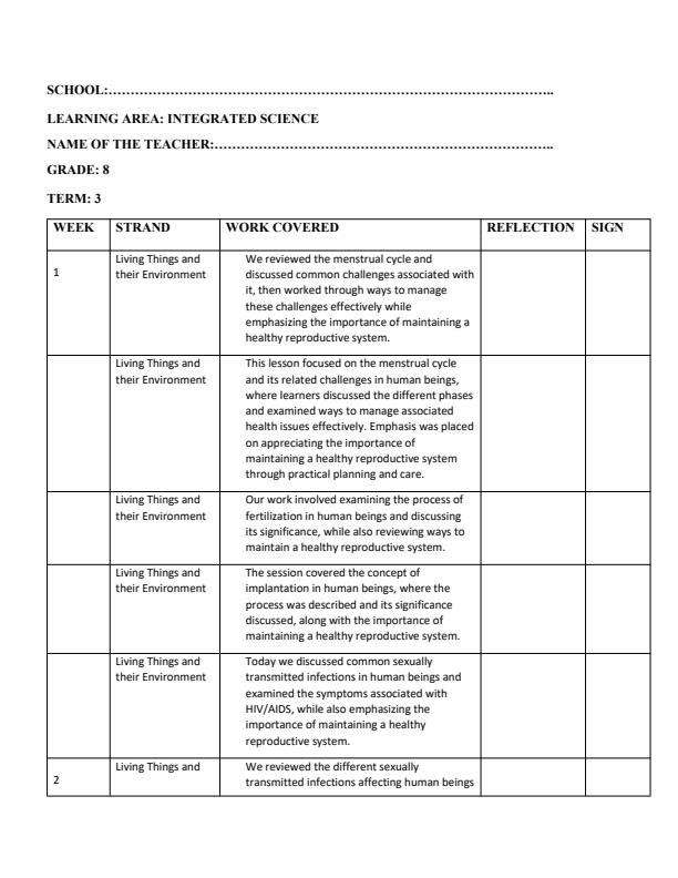 Page 1 – Grade 8 Integrated Science Records of Work Term 3 - Moran  – Kenyaplex