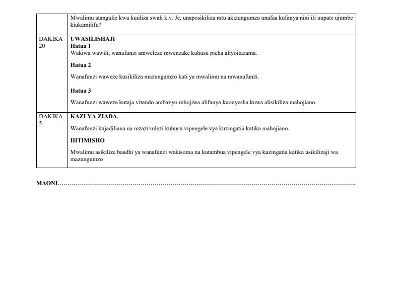 Page 2 – Grade 8 KLB  Kiswahili Lesson Plans Term 1 – Kenyaplex