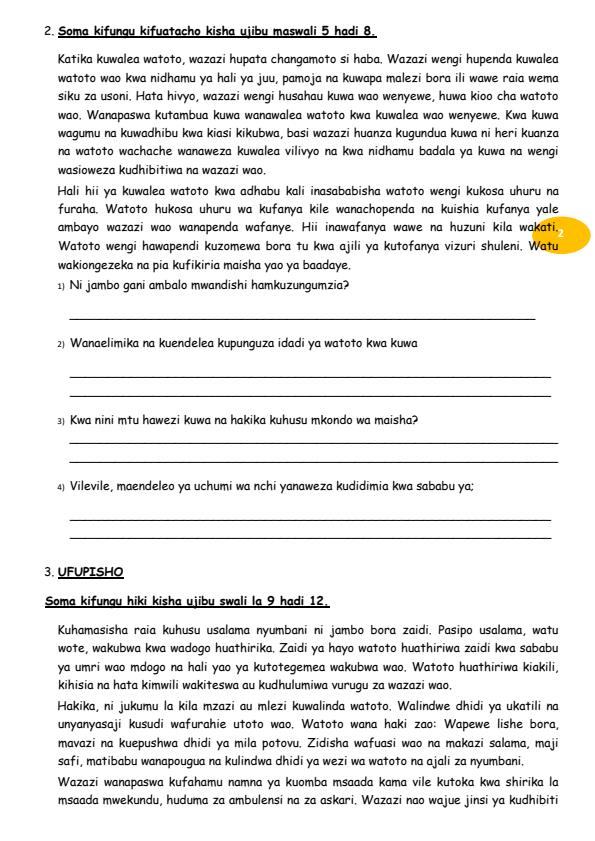 Page 2 – Grade 8 Kiswahili August 2026 Holiday Assignment – Kenyaplex