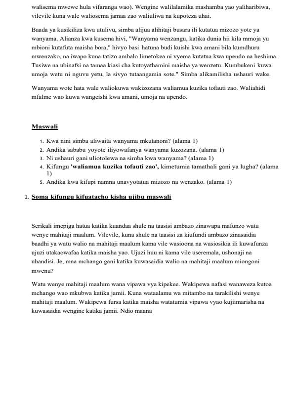 Page 2 – Grade 8 Kiswahili December 2026 Holiday Assignment 2026 – Kenyaplex