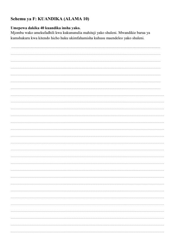 Page 2 – Grade 8 Kiswahili Insha December 2024 Holiday Assignment – Kenyaplex