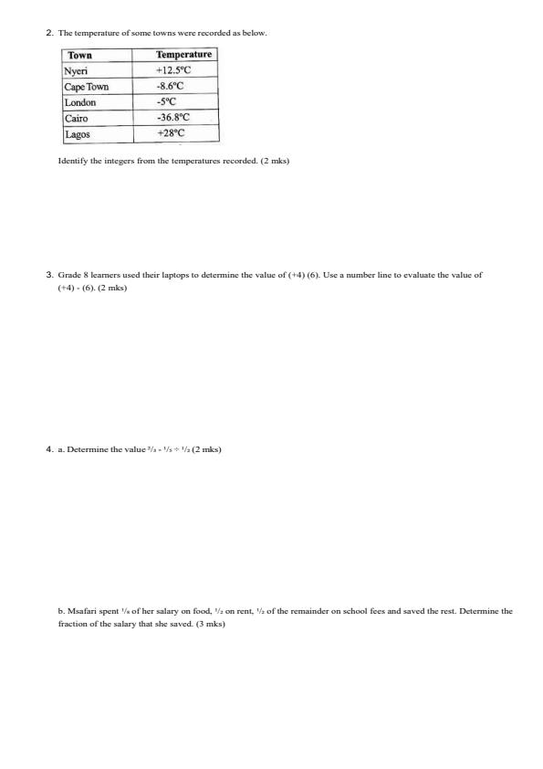 Page 2 – Grade 8 Mathematics December 2026 Holiday Assignment – Kenyaplex