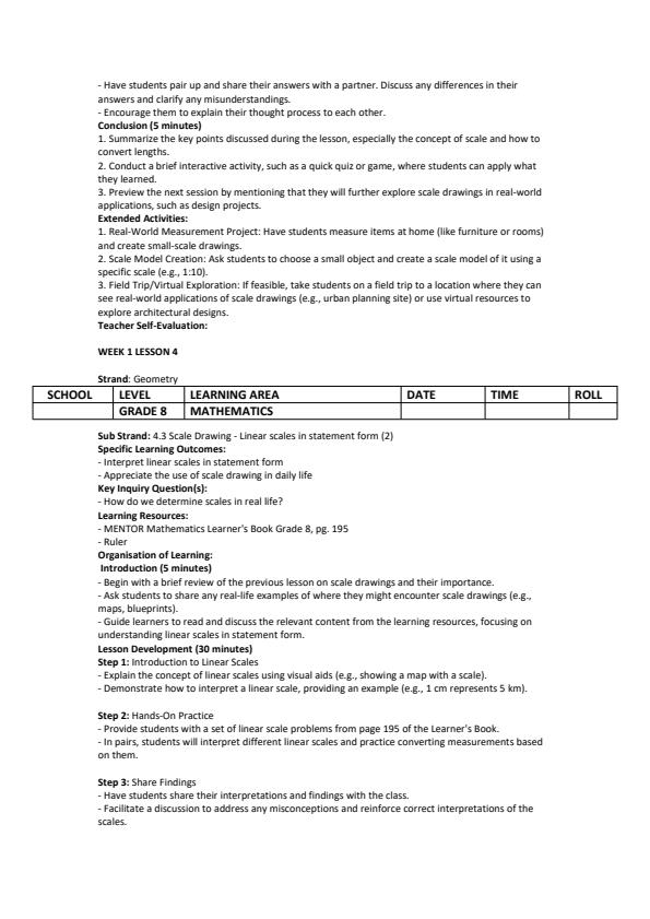 Page 4 – Grade 8 Mathematics Lesson Plans Term 3 - Mentor – Kenyaplex