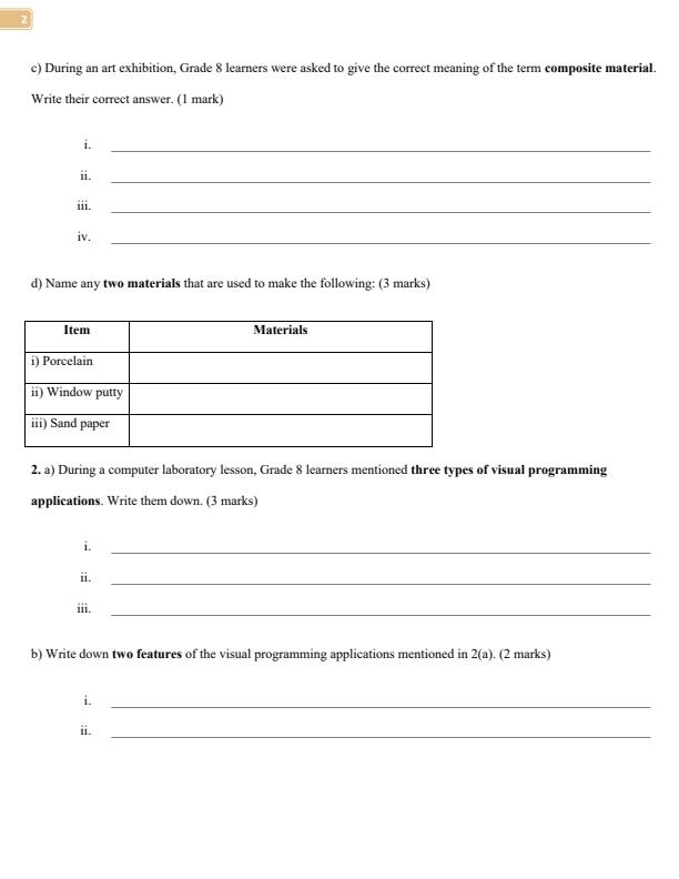 Page 2 – Grade 8 Pre - Technical Studies April 2026 Holiday Assignment – Kenyaplex
