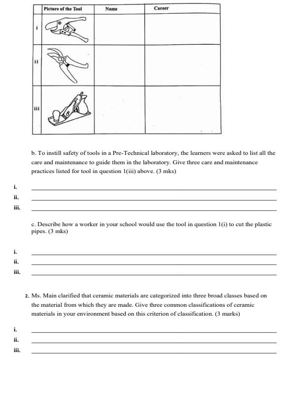 Page 2 – Grade 8 Pre Technical Studies December 2026 Holiday Assignment – Kenyaplex