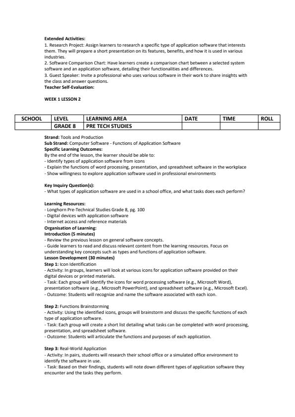 Page 2 – Grade 8 Pre Technical Studies Lesson Plans Term 3 - Longhorn – Kenyaplex
