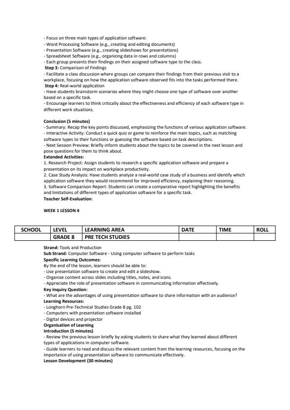 Page 4 – Grade 8 Pre Technical Studies Lesson Plans Term 3 - Longhorn – Kenyaplex