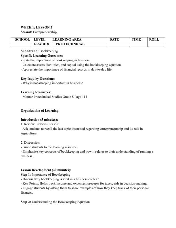 Page 5 – Grade 8 Pre-Technical Studies Lesson Plans Term 3 - Mentor – Kenyaplex