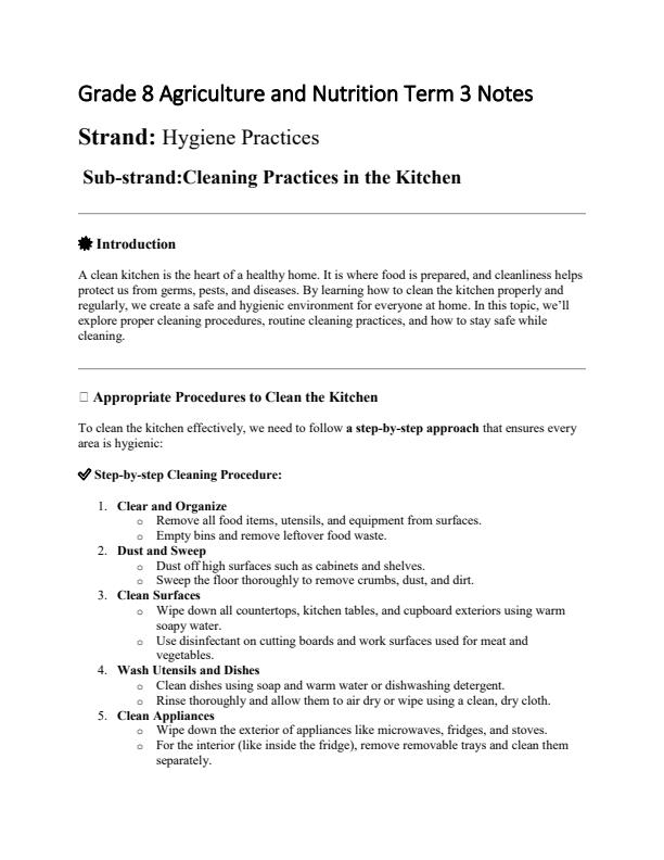 Page 1 – Grade 8 Rationalized Agriculture and Nutrition Notes Term 3 – Kenyaplex
