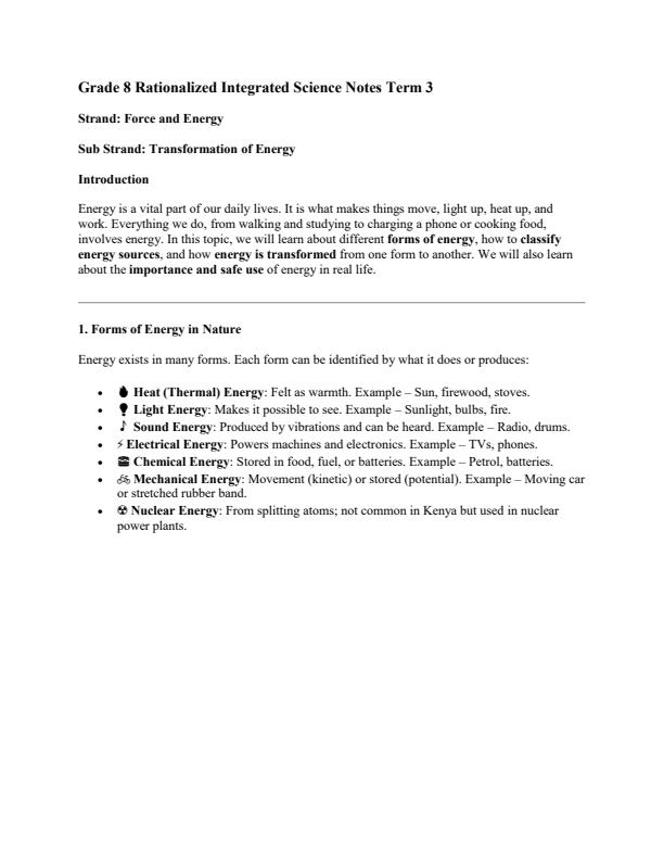 Page 1 – Grade 8 Rationalized Integrated Science Notes Term 3 – Kenyaplex