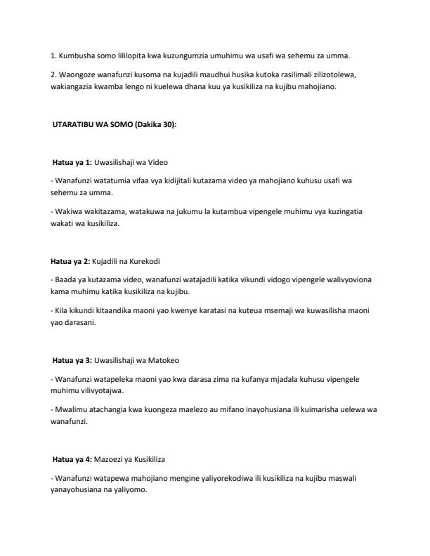 Page 2 – Grade 8 Rationalized Kiswahili Lesson Plans Term 1 – Kenyaplex