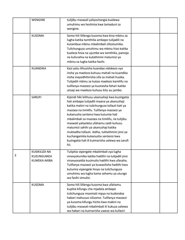 Page 2 – Grade 8 Rationalized Kiswahili Records of Work Term 3 - Akili Pevu – Kenyaplex