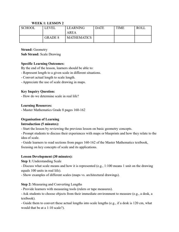Page 3 – Grade 8 Rationalized Mathematics Lesson Plans Term 3 - Master Mathematics – Kenyaplex