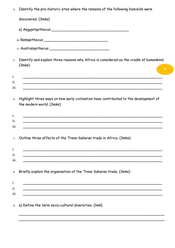 Page 2 – Grade 8 Social Studies August 2026 Holiday Assignment – Kenyaplex