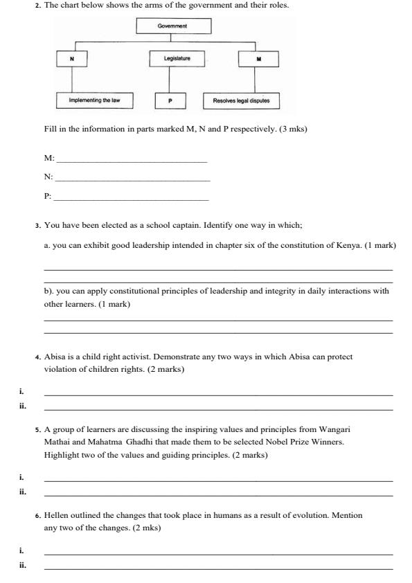 Page 2 – Grade 8 Social Studies December 2026 Holiday Assignment – Kenyaplex