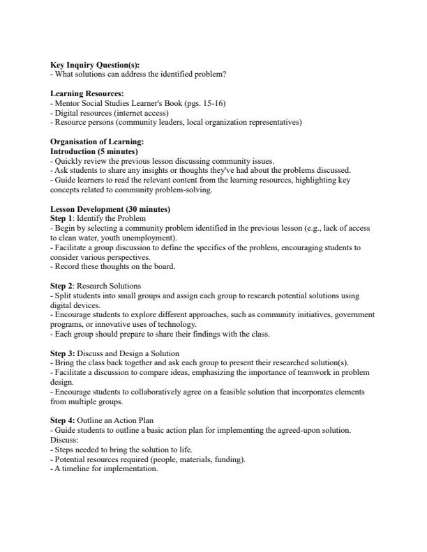 Page 3 – Grade 8 Social Studies Lesson Plans Term 2 - Mentor – Kenyaplex