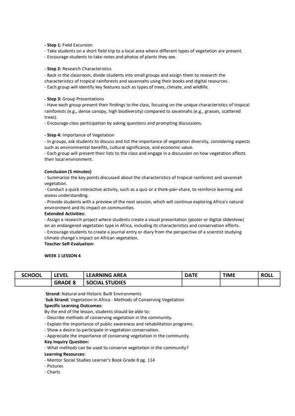 Page 4 – Grade 8 Social Studies Lesson Plans Term 3 - Mentor – Kenyaplex