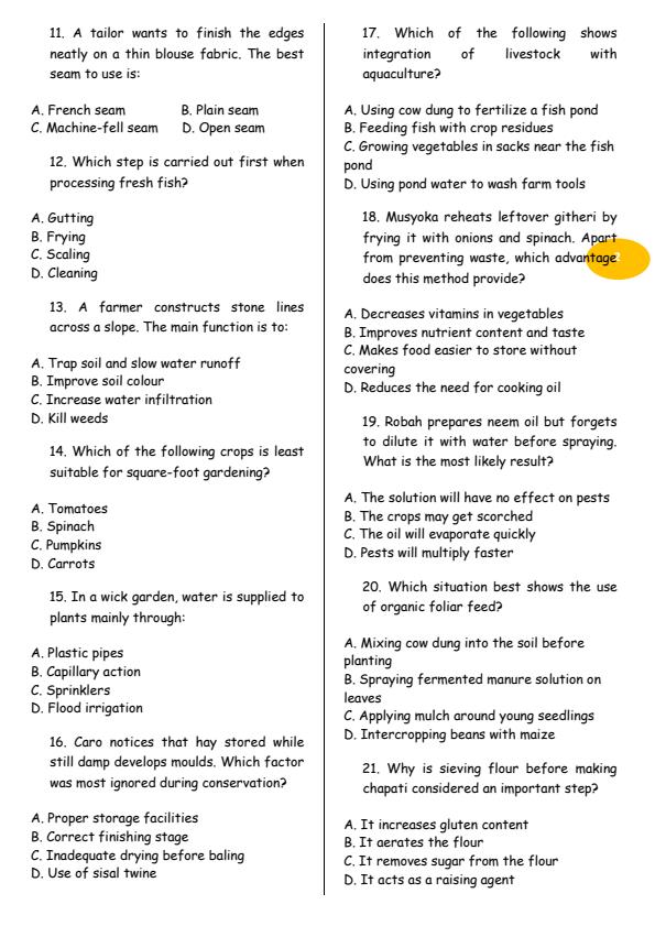 Page 2 – Grade 9 Agriculture August 2026 Holiday Assignment – Kenyaplex