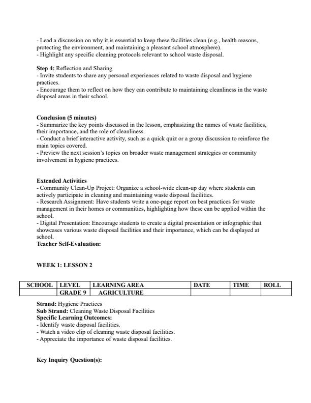 Page 2 – Grade 9 Agriculture Lesson Plans Term 3 - MTP – Kenyaplex