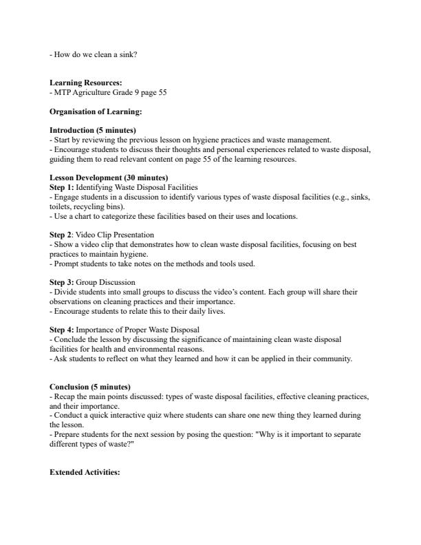 Page 3 – Grade 9 Agriculture Lesson Plans Term 3 - MTP – Kenyaplex