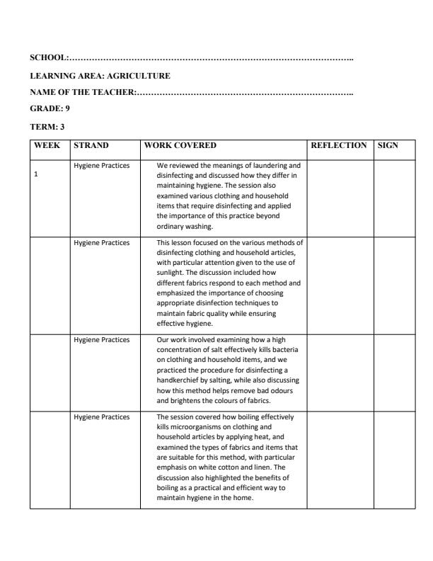 Page 1 – Grade 9 Agriculture Records of Work Term 3 - Oxford Agriculture Today – Kenyaplex