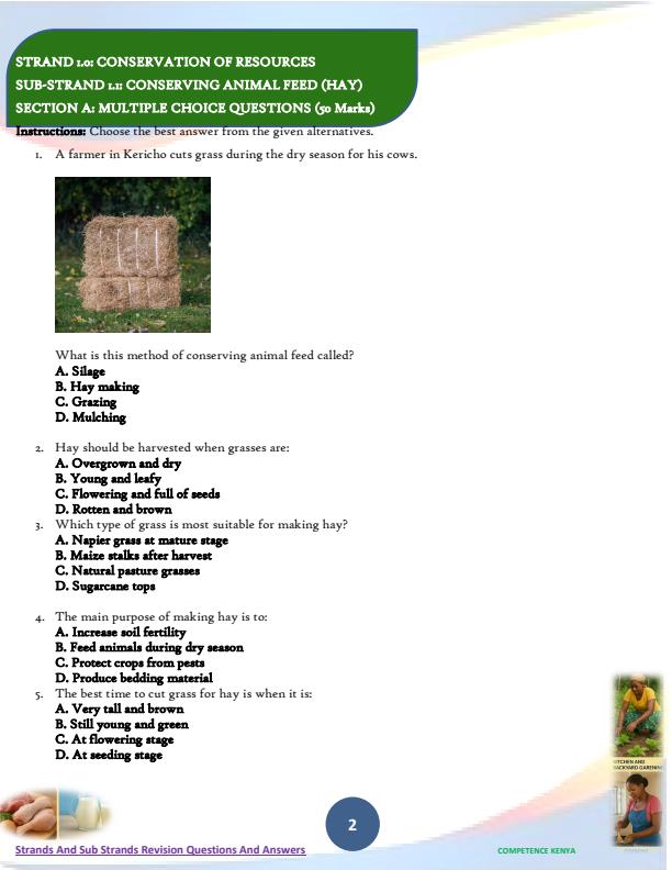 Page 2 – Grade 9 Agriculture and Nutrition Topical Questions and Answers Booklet – Kenyaplex