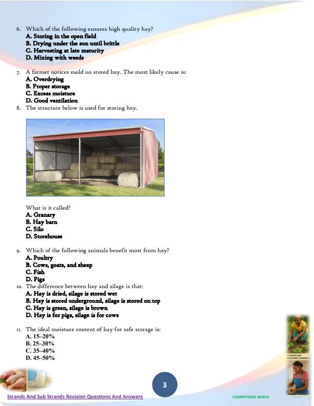 Page 3 – Grade 9 Agriculture and Nutrition Topical Questions and Answers Booklet – Kenyaplex