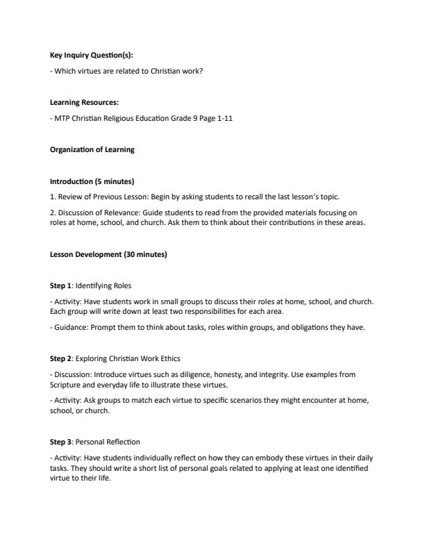 Page 4 – Grade 9 CRE Lesson Plans Term 1 - MTP – Kenyaplex