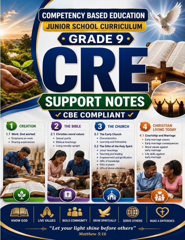 Page 1 – Grade 9 CRE Notes Term 1, Term 2, Term 3 (Updated) – Kenyaplex