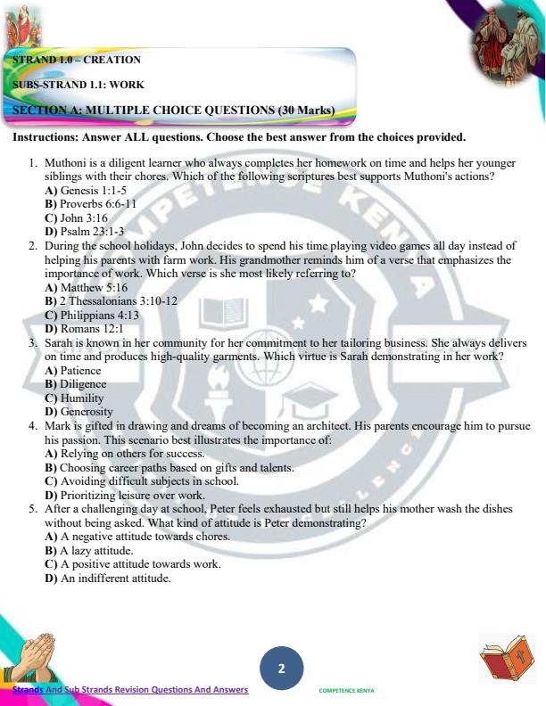 Page 2 – Grade 9 CRE Topical Questions and Answers - Revision Booklet – Kenyaplex