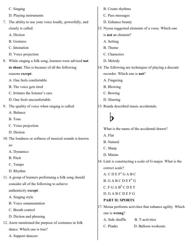 Page 2 – Grade 9 Creative Arts April 2026 Holiday Assignment – Kenyaplex