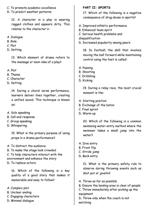 Page 2 – Grade 9 Creative Arts August 2026 Holiday Assignment  – Kenyaplex